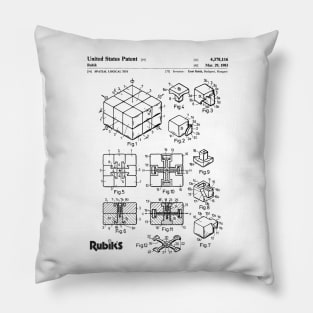 Rubik's Cube Patent Black Pillow