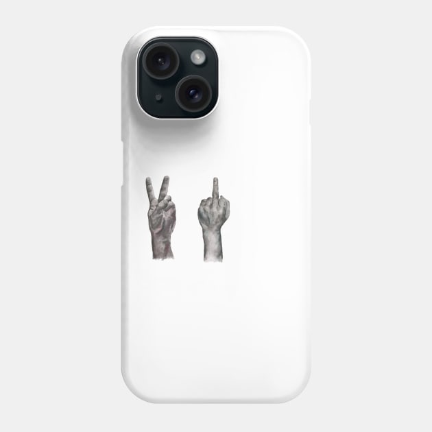 Peace Sign, Middle Finger Phone Case by SophieStockArt