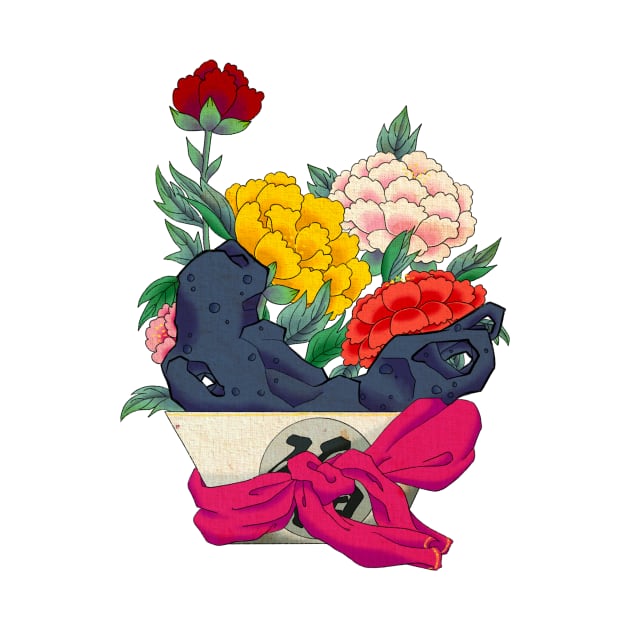 Minhwa: Peony on Rocks A Type (Korean traditional/folk art) by koreanfolkpaint