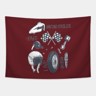 Motorcycle-parts-pack illustration design Tapestry