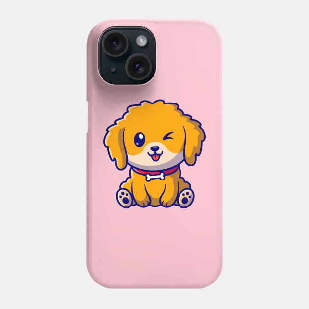 Cute Dog Sitting Cartoon Phone Case by Catalyst Labs