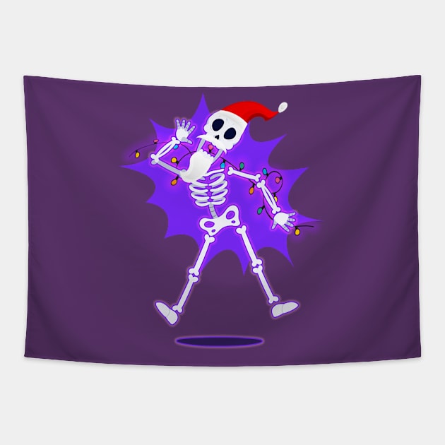 Santa Skeleton Vector Art Tapestry by Le petit fennec