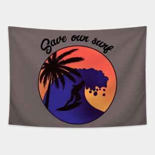 Save our surf - a retro vintage sunset Tapestry