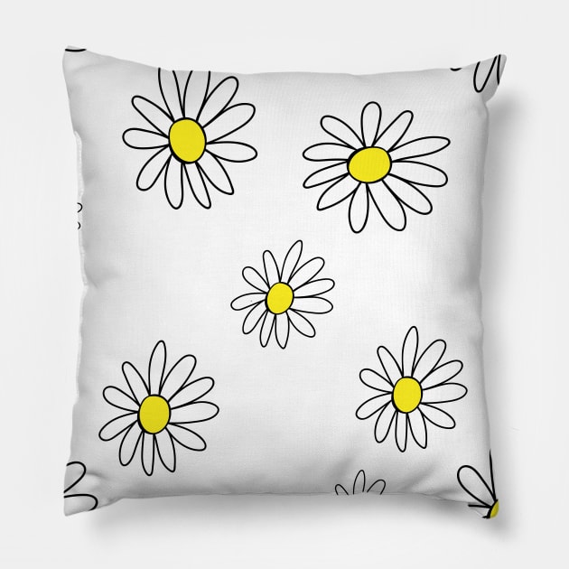 Daisy Seamless Pattern Pillow by MysticMagpie