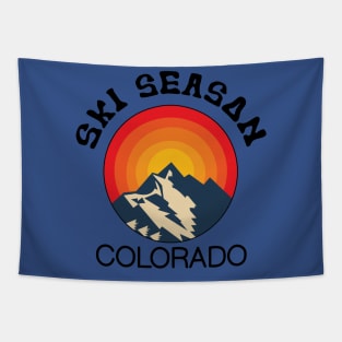 Ski Season, Colorado, Colorado Lifestyle, Skiing, Snowboarding, Ski Mountains, Retro Skiing Mountain Tapestry