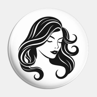 woman hair salon logo design t-shirt Pin