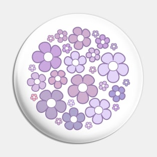 Purple Flowers Circle Pin