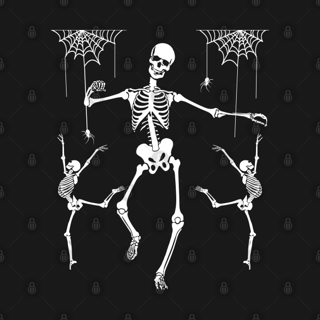 DANCING SKELETONS WITH SPIDER WEBS by FlutteringWings 