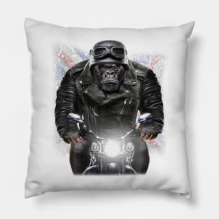 United Kingdom Patriot Gorilla Ride Motorcycle Biker Pillow