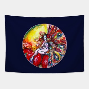 FAIRY TITANIA SITTING ON RED FLOWER A Midsummer Nights Dream Tapestry