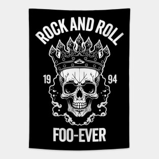 Rock and Roll Foo-Ever: Vintage Skull Wearing A Crown Tapestry