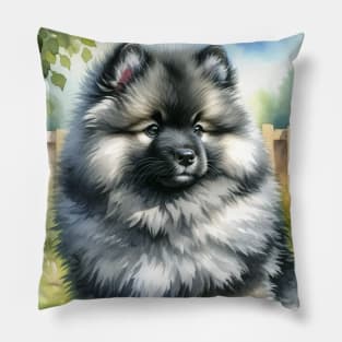 Watercolor Keeshond Puppies - Cute Puppy Pillow