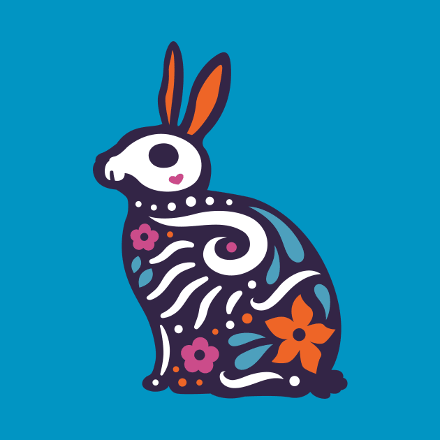 Colorful Day of the Dead Rabbit | Dia de los Muertos Animals by SLAG_Creative