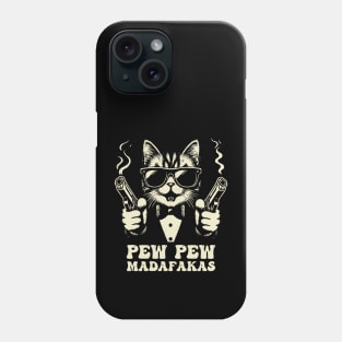 Pew Pew Madafakas Crazy Vintage Funny Cat Phone Case