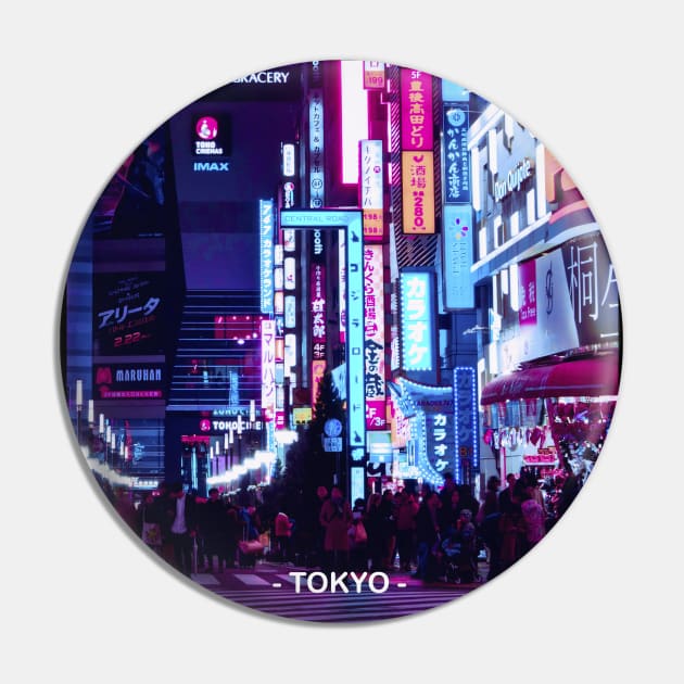 Tokyo Street Neon Synthwave Pin by JeffDesign