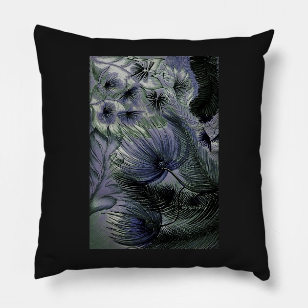 LARGE FLORAL ART  TROPICAL FLOWERS FERNS PALMS DECO POSTER Pillow by jacquline8689