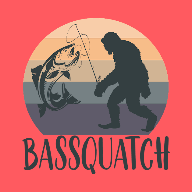 Bassquatch fisherman funny bigfoot gift by DODG99