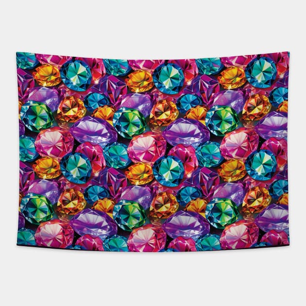 Shiny Colorful Gems Tapestry by Terriology