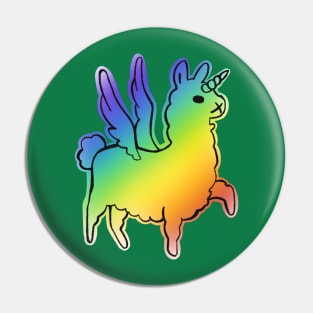 Majestically awesome llama - green Pin