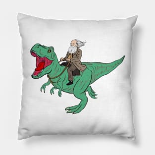 riding a dinosaur Pillow