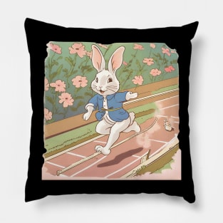 Angora Rabbit Athlete in the Track and Field Coach Marathon Game Pillow