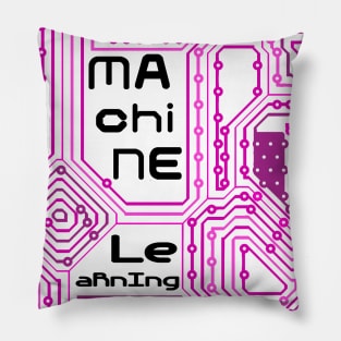 Machine Learning Computer Micro Chip Black Pink Pillow