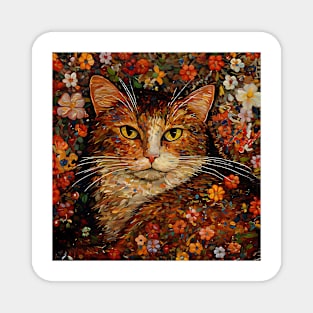 Cat floral print Magnet