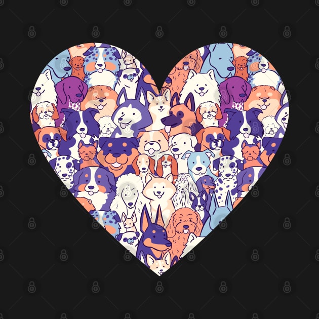 Dog breeds pattern in a heart by Yarafantasyart