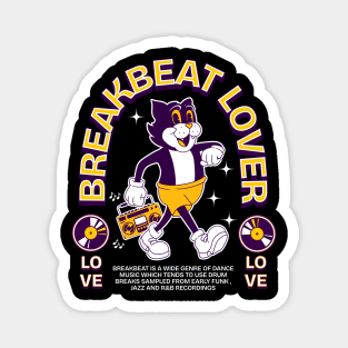 BREAKBEAT  - Lover Cat Mascot (gold/eggplant) Magnet