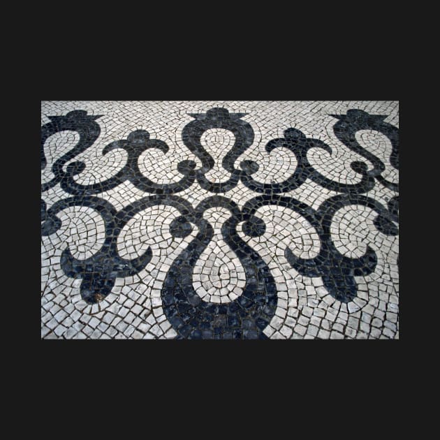 Swirly black and white patterns in Portuguese cobblestone by juliedawnfox