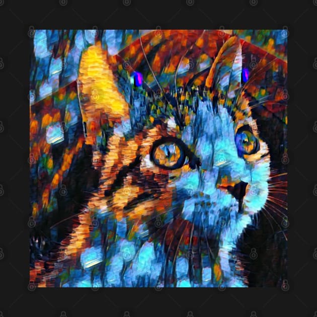 Abstract Colorful Cat Painting by SAM DLS