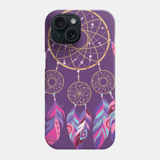 Retro Dreamcatcher Native American Feathers Phone Case by Pennelli Studio