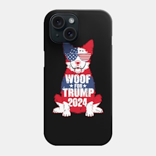 Woof For Trump Election America Usa Dog 2024 Phone Case