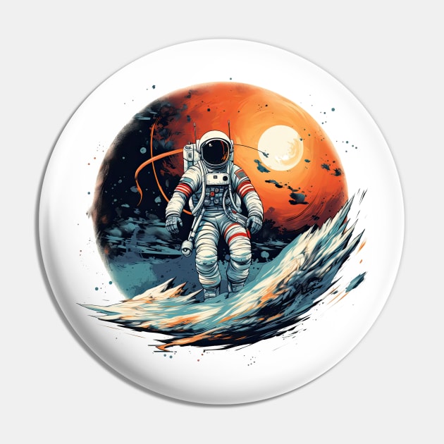 Colorful Astronaut in Space #5 Pin by Chromatic Fusion Studio