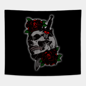 Skull And Roses Tapestries Teepublic
