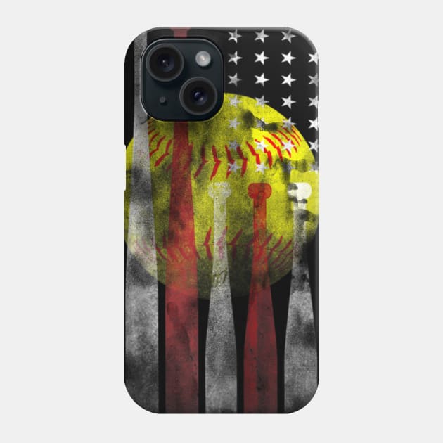 American Flag Softball Gift Phone Case by Jannysingle