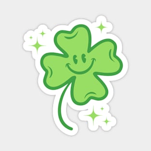 Cute four leaf lucky clover in retro style Magnet