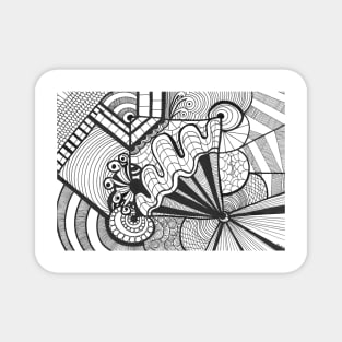 Abstract pattern to print with curves, lines, stripes inspired by zentangle Magnet