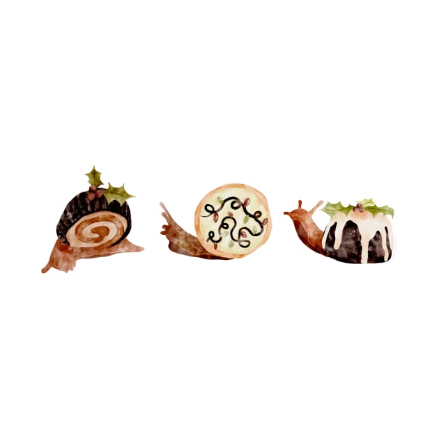 Christmas Desserts Snails Watercolor by venglehart