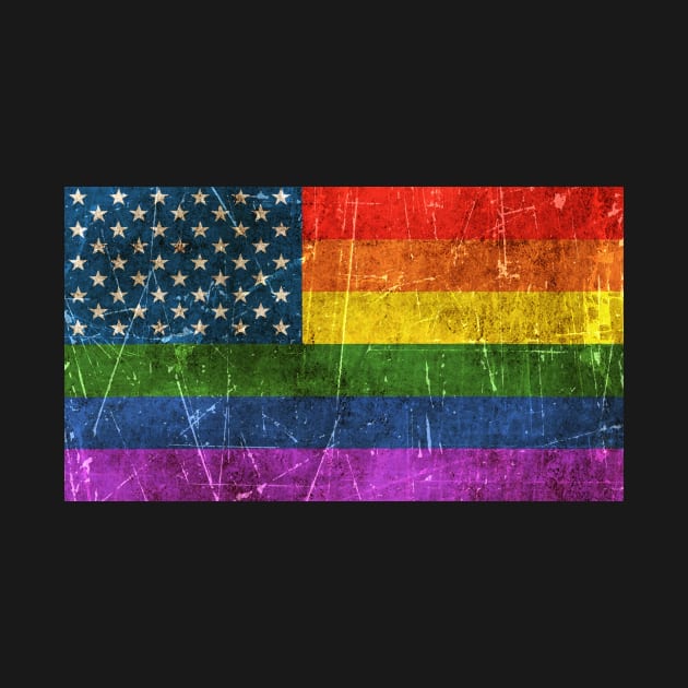 Vintage Aged and Scratched American Gay Pride Flag by jeffbartels