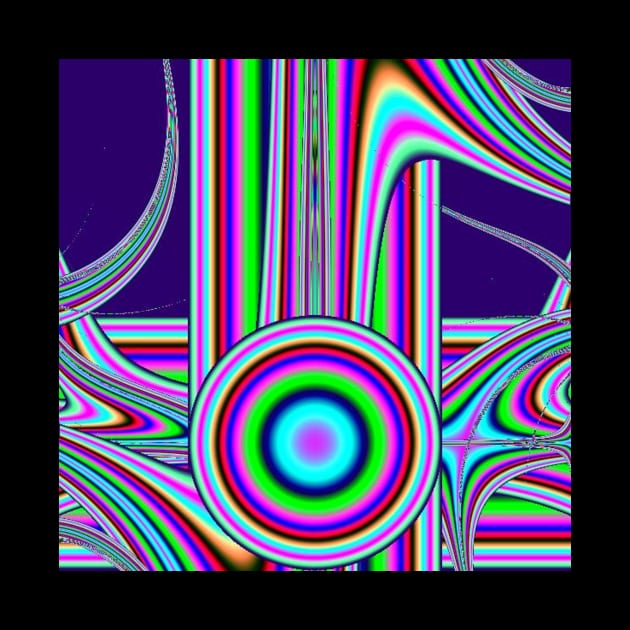 Trippy Multicolor Striped Circle and Curves Fractal Design by Funkiberd