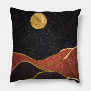 Gold landscape with moon #2 Pillow