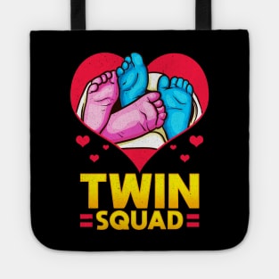 Cute Twin Squad Twinning Baby Feet Announcement Tote