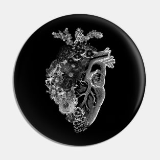 Flower Heart Spring Black and White Inverse by Tobe Fonseca Pin