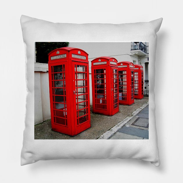 London. Phone Booths on Belgrave Street. Great Britain 2009 Pillow by IgorPozdnyakov