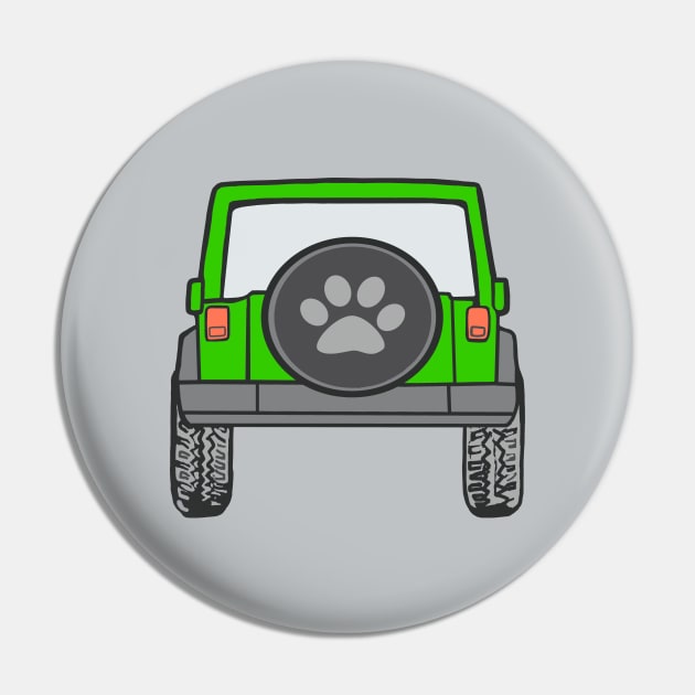 Lime Green Jeep with Paw Print Cover Pin by Trent Tides