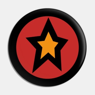 Small Gold Star Red Circle Graphic Pin