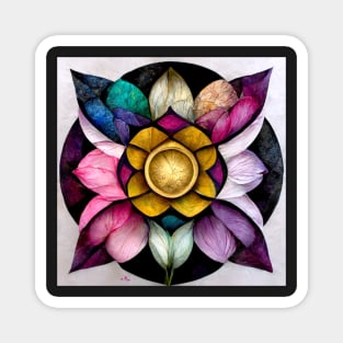 mandala, purple, pink, black, blue, green, yellow, gold, silver, white, rose, Magnet