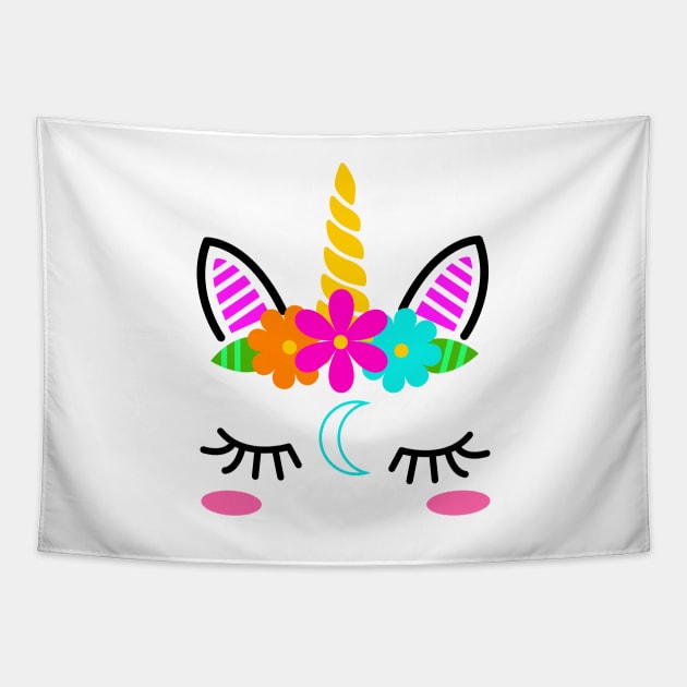 Magic Unicorn Face Tapestry by hellocrazy