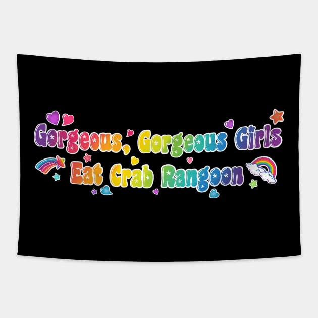 Gorgeous, gorgeous girls eat Crab Rangoon Tapestry by alexhefe